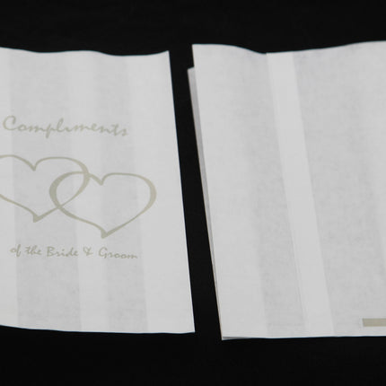 50 Pack Wedding Cake Bags Greaseproof Wax Paper Slice Take Home Favour Silver Heart n Message 4