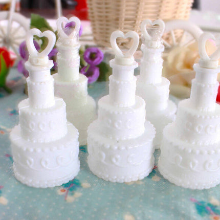 25 Pack Wedding Cake Blow Bubble Bottles White Plastic 6cm High Bomboniere Favour Guest Gift 3