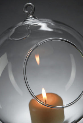 4 x Hanging Clear Glass Ball Tealight Candle Holder  - 10cm Diameter / High - Wedding Globe Decoration Terrarium Succulent Plant Mini Garden Holder Decor Craft Gift 5