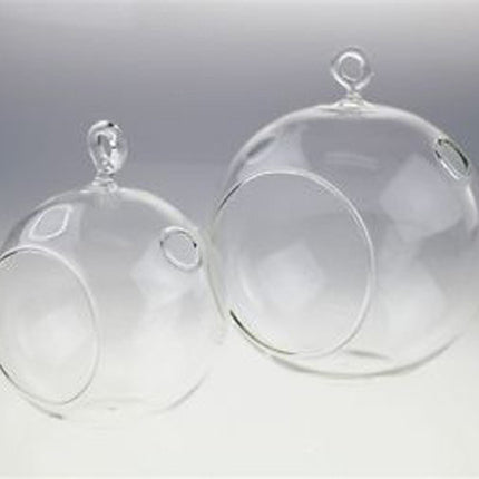 4 x Hanging Clear Glass Ball Tealight Candle Holder  - 10cm Diameter / High - Wedding Globe Decoration Terrarium Succulent Plant Mini Garden Holder Decor Craft Gift 6