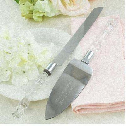 Cutting Cake Knife and Silver Blade Cake Server Set Wedding Anniversary Engagement Birthday Party Gift Boxed 2