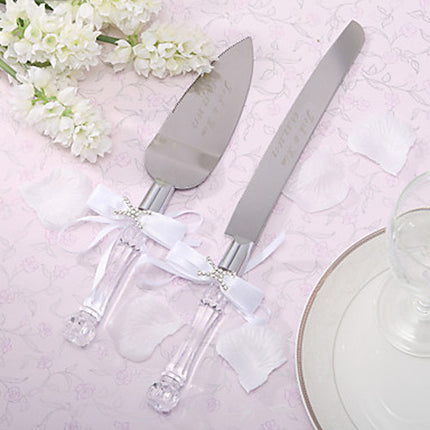 Cutting Cake Knife and Silver Blade Cake Server Set Wedding Anniversary Engagement Birthday Party Gift Boxed 6