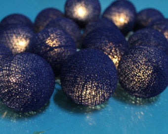 20 Ball Dark Blue 3m String Light Battery Box 5cm Cotton Ball  Christmas Birthday Boy Special Occasion Decoration 4