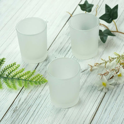 20 Pack Frosted White Glass Votive Candle Holders for Candle Making Kit Tealight Candles Cup Home Decoration 4