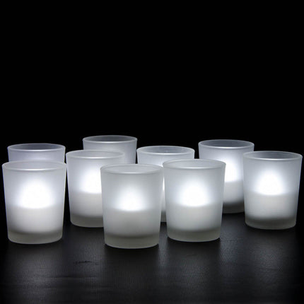 20 Pack Frosted White Glass Votive Candle Holders for Candle Making Kit Tealight Candles Cup Home Decoration 6