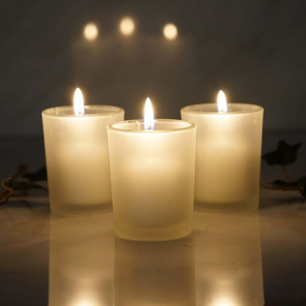 20 Pack Frosted White Glass Votive Candle Holders for Candle Making Kit Tealight Candles Cup Home Decoration 8