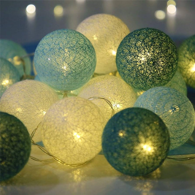 20 Ball Green 3m String Light Battery Box 5cm Cotton Ball  Christmas Birthday Garden Special Occasion Decoration 2