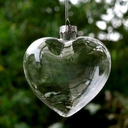 5 Pack Iridescent Glass Heart Ornaments Fillable Baubles for Christmas Party Wedding DIY Craft Decorations 2