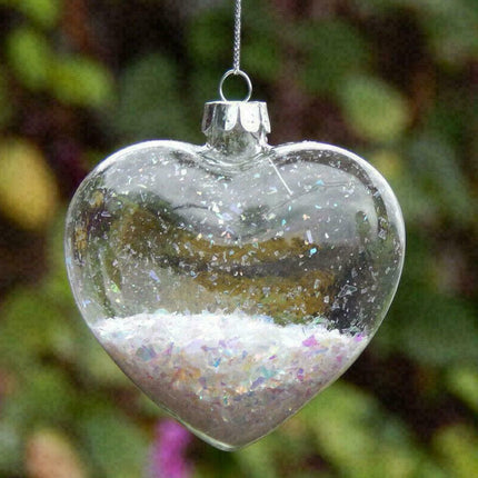 5 Pack Iridescent Glass Heart Ornaments Fillable Baubles for Christmas Party Wedding DIY Craft Decorations 3