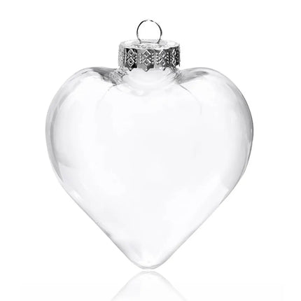 5 Pack Iridescent Glass Heart Ornaments Fillable Baubles for Christmas Party Wedding DIY Craft Decorations 5