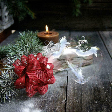 5 Pack Iridescent Glass Heart Ornaments Fillable Baubles for Christmas Party Wedding DIY Craft Decorations 6