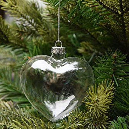 5 Pack Iridescent Glass Heart Ornaments Fillable Baubles for Christmas Party Wedding DIY Craft Decorations 7