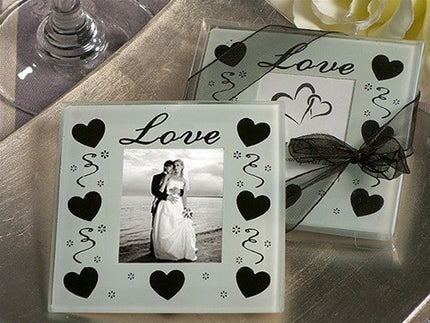 10 Pack Wedding Coasters Glass Square Photo Frame Bomboniere Favour 9x9cm - 2 Frames per Pack 3