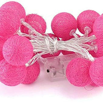 20 Ball HOT Pink 3m String Light Battery Box 5cm Cotton Ball  Christmas Birthday Bbay Girl Special Occasion Decoration