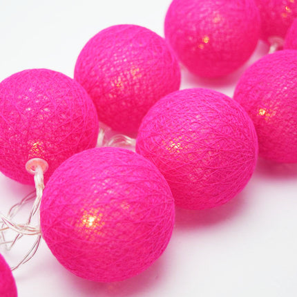 20 Ball HOT Pink 3m String Light Battery Box 5cm Cotton Ball  Christmas Birthday Bbay Girl Special Occasion Decoration 2