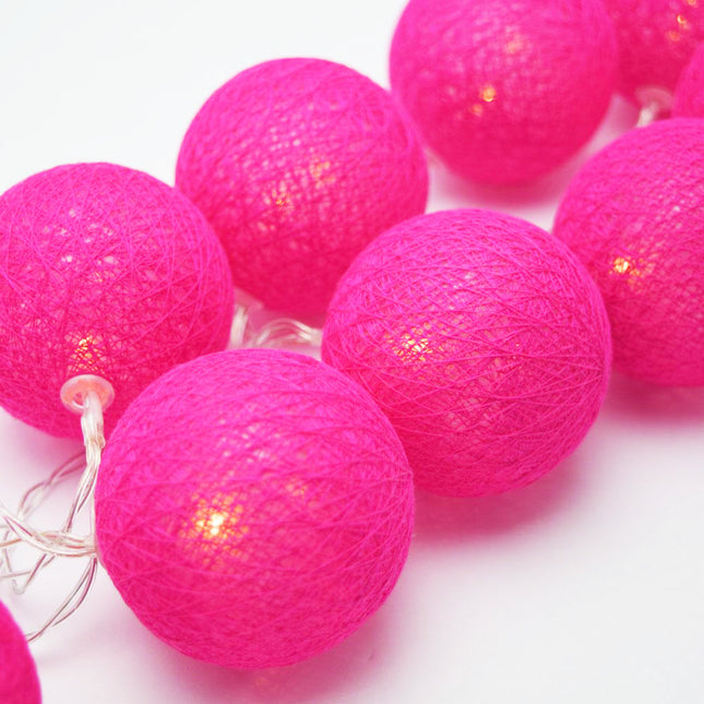 20 Ball HOT Pink 3m String Light Battery Box 5cm Cotton Ball  Christmas Birthday Bbay Girl Special Occasion Decoration 2