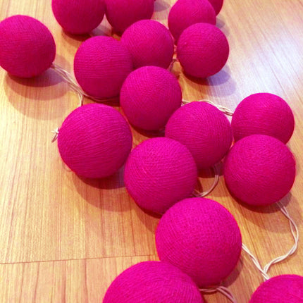 20 Ball HOT Pink 3m String Light Battery Box 5cm Cotton Ball  Christmas Birthday Bbay Girl Special Occasion Decoration 3