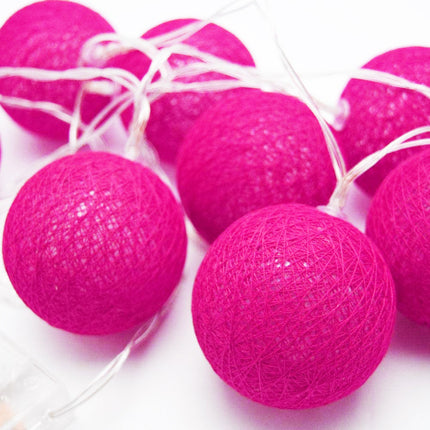 20 Ball HOT Pink 3m String Light Battery Box 5cm Cotton Ball  Christmas Birthday Bbay Girl Special Occasion Decoration 7