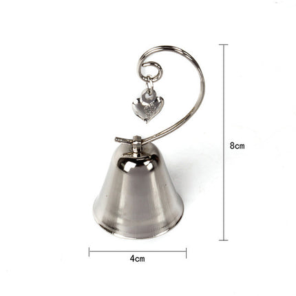 10 Pack of Silver Wedding Kissing Bell Name Card Stand Holder with Heart in Ring Bomboniere Favour Gift 2