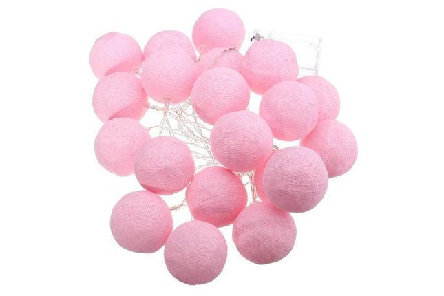 20 Ball Pastel Pink 3m String Light Battery Box 5cm Cotton Ball  Christmas Birthday Bbay Girl Special Occasion Decoration 2