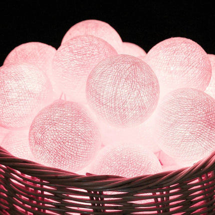 20 Ball Pastel Pink 3m String Light Battery Box 5cm Cotton Ball  Christmas Birthday Bbay Girl Special Occasion Decoration 4