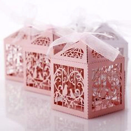 Pink Dove Bird Heart Baby Birth naming Ceremony Bomboniere Favor Lolly Gift Card Box - 10 Pack 2