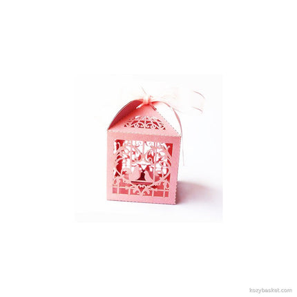 Pink Dove Bird Heart Baby Birth naming Ceremony Bomboniere Favor Lolly Gift Card Box - 10 Pack