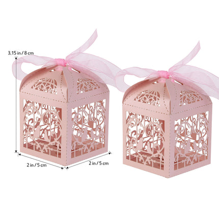 50 Piece Pack - Pink Dove Bird Heart Baby Birth naming Ceremony Bomboniere Favor Lolly Gift Card Box 4