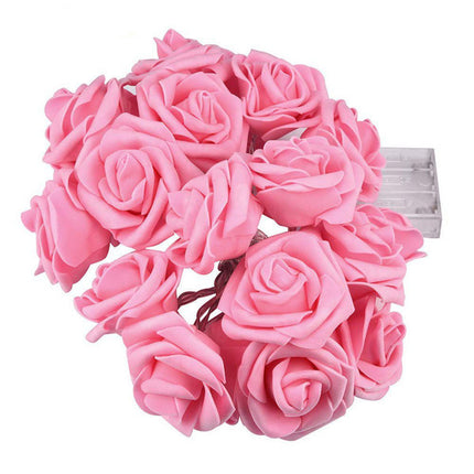 20 Pink Rose 3D Fairy Lights 3M String, Battery (AA) Indoor & Outdoor Decorations Wedding Valentines Romantic Room Table Lighting 8