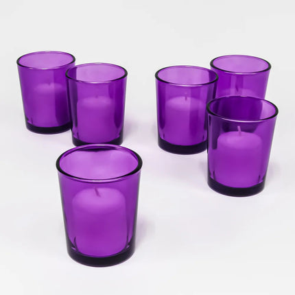 10 Pack Purple Glass Votive Tealight Candle Holders House Party Centerpiece Xmas Wedding Decor Glass Candlestick Party Decorations Bridal Valentines Event 3