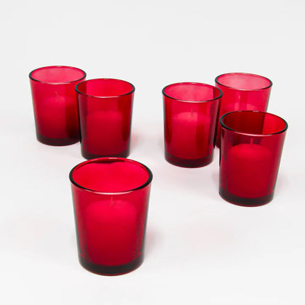 10 Pack Red Glass Votive Tealight Candle Holders House Party Centerpiece Xmas Wedding Decor Glass Candlestick Party Decorations Bridal Valentines Event 3