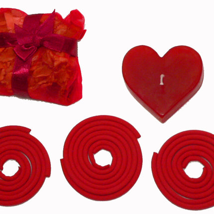 Red Heart Candle Spa Giftset - Red Heart candle, 3 Incense Coils, Pot Porri Satchet in Gift Box 5