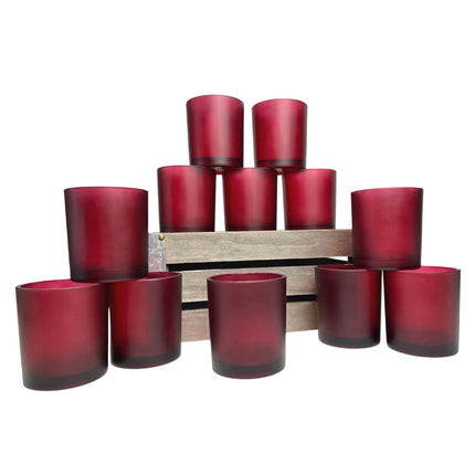 20 Pack Red Frosted Glass Votive Tealight Candle Holders Valentines Day Xmas Wedding Decor Glass Candlestick Party Decorations Bridal Baby Shower Event 2