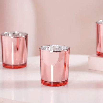 10 Pack Rose Gold Pink Votive Tealight Candle Holders Valentines Day Mercury  Wedding Decor Glass Candlestick Party Decorations Bridal Baby Shower Event 2