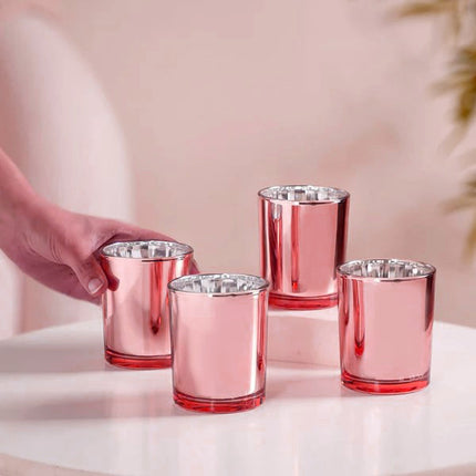 10 Pack Rose Gold Pink Votive Tealight Candle Holders Valentines Day Mercury  Wedding Decor Glass Candlestick Party Decorations Bridal Baby Shower Event 3