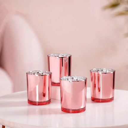 10 Pack Rose Gold Pink Votive Tealight Candle Holders Valentines Day Mercury  Wedding Decor Glass Candlestick Party Decorations Bridal Baby Shower Event 4