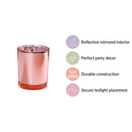 10 Pack Rose Gold Pink Votive Tealight Candle Holders Valentines Day Mercury  Wedding Decor Glass Candlestick Party Decorations Bridal Baby Shower Event 5