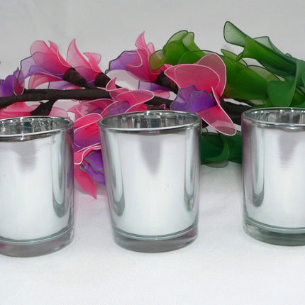 20 Pack Silver Mercury Glass Votive Candle Holders Set For Wedding, Bridal And Baby Shower, Party Function or Home Decor 4