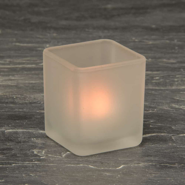 10 Pack Square Cube Frosted Glass 5cm Tealight Candle Holder Festival Decor Wedding Propose Parties Holiday and Home Decor 2