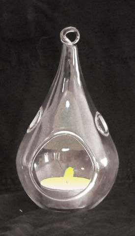 4 Pack of Hanging Clear Glass Tealight Candle Holder Tear Drop Pear Hour Glass Shape - 20cm High Terrarium Plant Mini Garden Holder Decoration Craft Gift 2