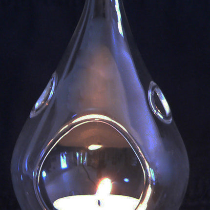 4 Pack of Hanging Clear Glass Tealight Candle Holder Tear Drop Pear Hour Glass Shape - 20cm High Terrarium Plant Mini Garden Holder Decoration Craft Gift 3