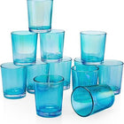 10 Pack Turquoise Glass Votive Tealight Candle Holders House Party Centerpiece Xmas Wedding Decor Glass Candlestick Party Decorations Bridal Baby Shower Event
