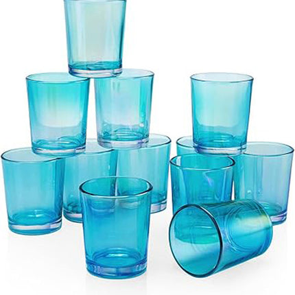 20 Pack Turquoise Glass Votive Tealight Candle Holders House Party Centerpiece Xmas Wedding Decor Glass Candlestick Party Decorations Bridal Baby Shower Event