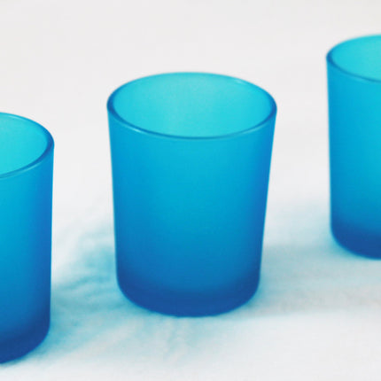 20 Pack Turquoise Frosted Glass Votive Tealight Candle Holders House Party Centerpiece Xmas Wedding Decor Glass Candlestick Party Decorations Bridal Baby Shower Event 5