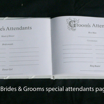 White Wedding Guest Book Register with Silver Pen Matching Stand Set 36 Lined Pages - White Ribbon and Diamante Bow Cover 6