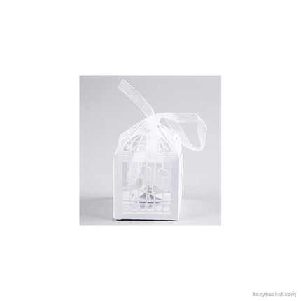 White Dove Bird Heart Wedding Bomboniere Favor Lolly Gift Card Box - 10 Pack