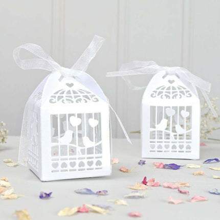 50 Piece Pack - White Dove Bird Heart Wedding Bomboniere Favor Lolly Gift Card Box 2