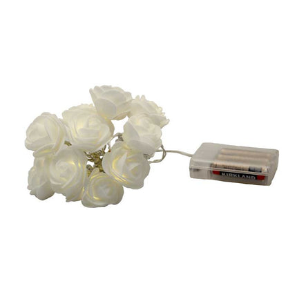 20 White Rose 3D Fairy Lights 3M String, Battery (AA) Indoor & Outdoor Decorations Wedding Valentines Romantic Room Table Lighting 2