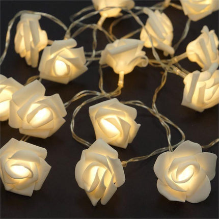 20 White Rose 3D Fairy Lights 3M String, Battery (AA) Indoor & Outdoor Decorations Wedding Valentines Romantic Room Table Lighting 4