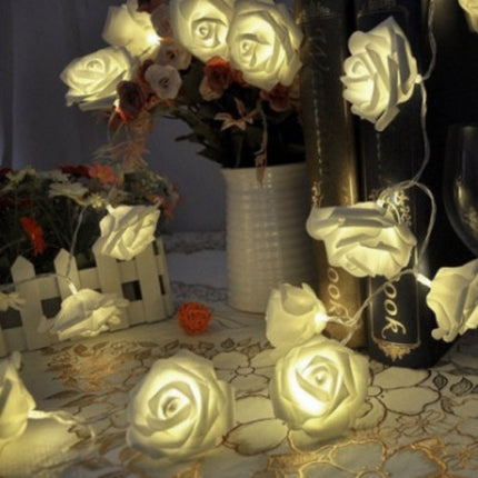 20 White Rose 3D Fairy Lights 3M String, Battery (AA) Indoor & Outdoor Decorations Wedding Valentines Romantic Room Table Lighting 5
